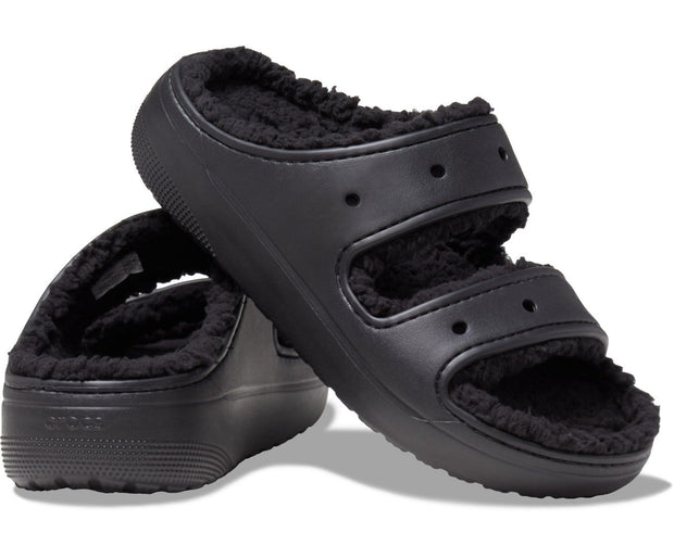 Ultra-Plush Cozzzy Lined Black Unisex Crocs Sandals for Ultimate Warmth & Comfort