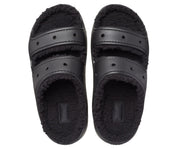 Ultra-Plush Cozzzy Lined Black Unisex Crocs Sandals for Ultimate Warmth & Comfort