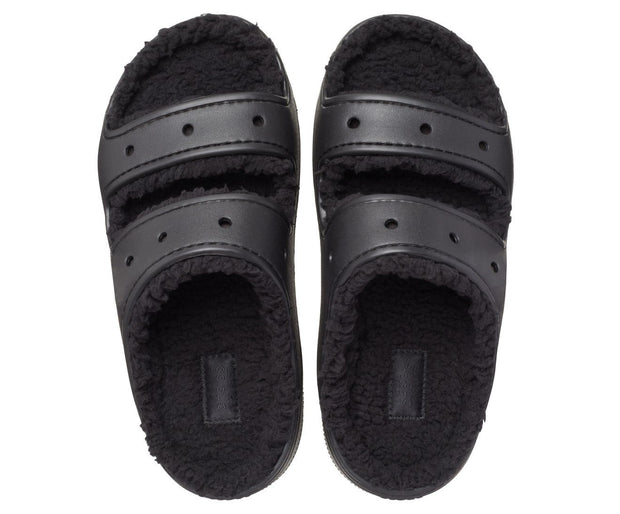 Ultra-Plush Cozzzy Lined Black Unisex Crocs Sandals for Ultimate Warmth & Comfort
