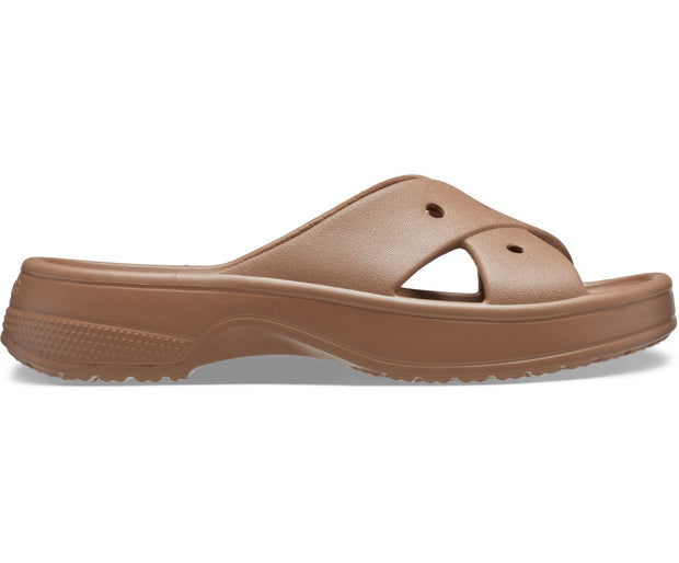 Classic Cross Strap Milk Chocolate Women's Slide Sandals - Iconic Crocs Comfort