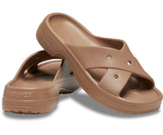 Classic Cross Strap Milk Chocolate Women's Slide Sandals - Iconic Crocs Comfort