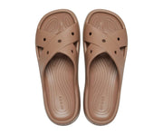 Classic Cross Strap Milk Chocolate Women's Slide Sandals - Iconic Crocs Comfort
