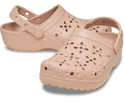 Classic Floral Cutout Crocs: Pink Caramel Unisex Comfort Clog