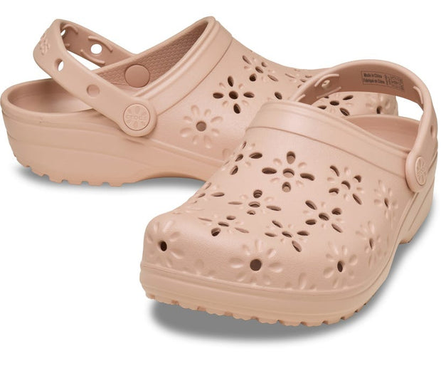 Classic Floral Cutout Crocs: Pink Caramel Unisex Comfort Clog