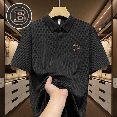 Elegant B Silk Texture T-Shirt for Men